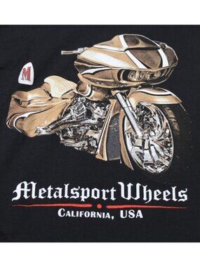 Metalsport Wheels Black Biker T-Shirt 2XL Hanes Beefy-T US Cotton California USA